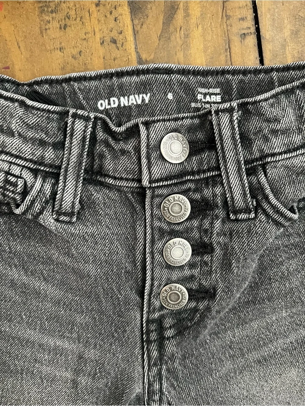 Old Navy Black Button-Front Kids Flared Jeans